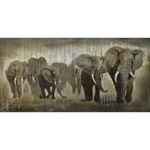 DecoArt schilderij olifanten 70 x 140 cm