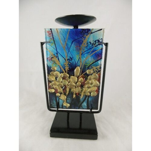 Design glas handbeschilderd 'Kandelaar Aqua'