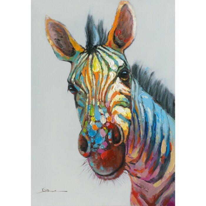 Schilderij 'Kleurrijke Zebra'
