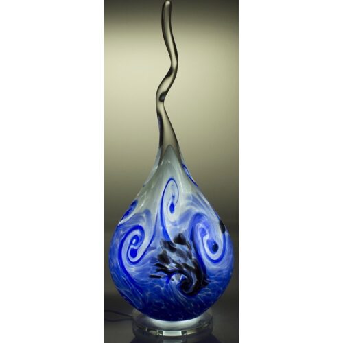 Arno France kristalglas sculptuur met led verlichting 'Blue wave'
