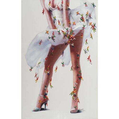 Schilderij 'Dress blowing in the wind'