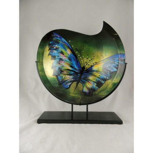 Design glas handbeschilderd vaas maanvorm 'Butterfly'