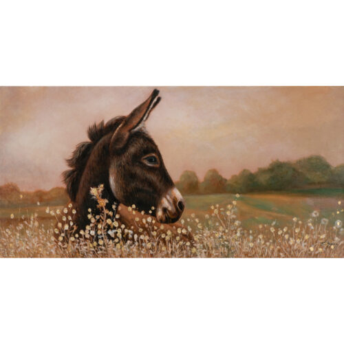 Schilderij 'Donkey in a cornfield'