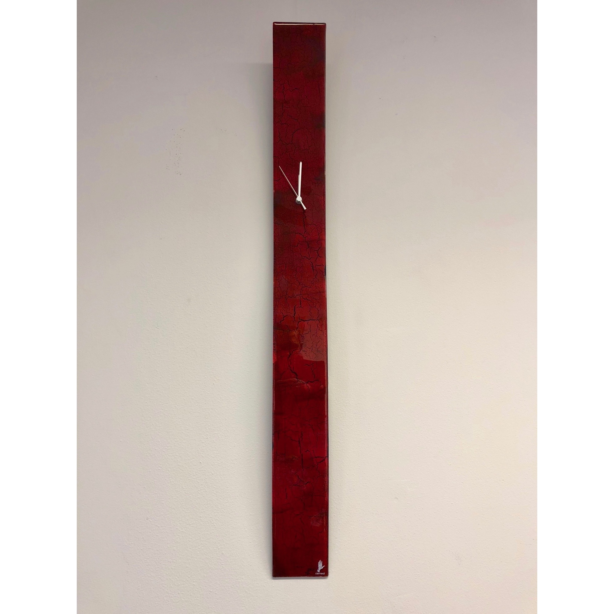 Haarvaten huurder Dressoir Carneol glazen langwerpige klok 'Crackled Red' - 112 x 11 cm