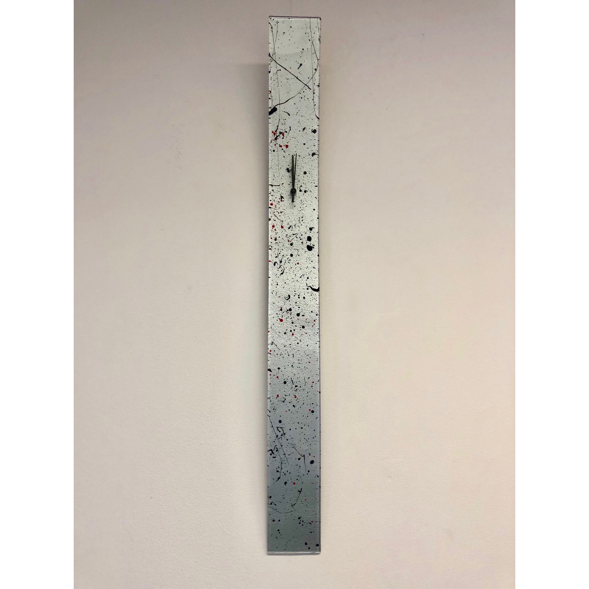 Geld lenende meer Titicaca Jong Carneol glazen langwerpige klok 'Pollock Zilver' - 112 x 11 cm