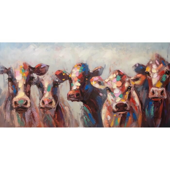DecoArt schilderij 'Vijf vrolijke koeien'