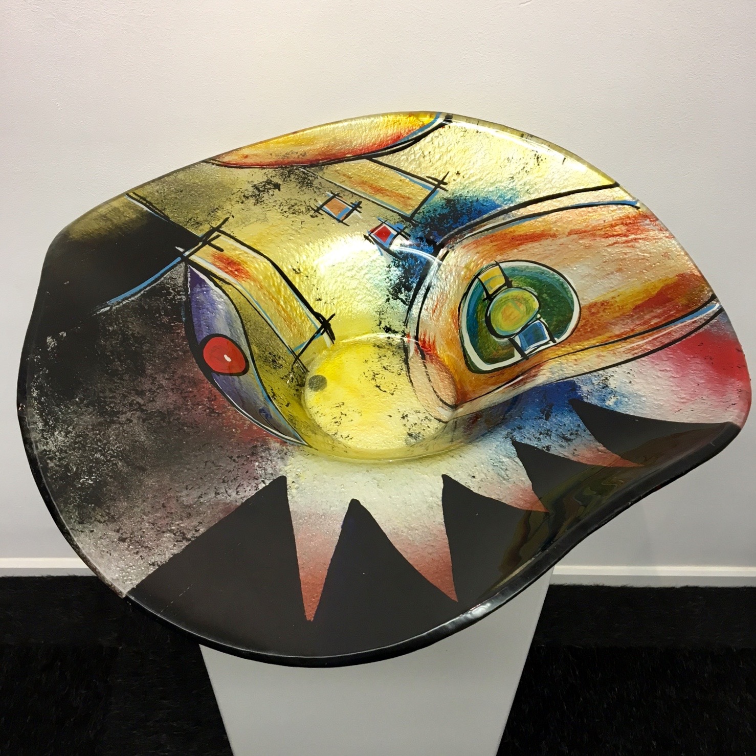 Koor Wanten wastafel Design glas 'Schaal hoed color' - Handbeschilderd en 47 cm