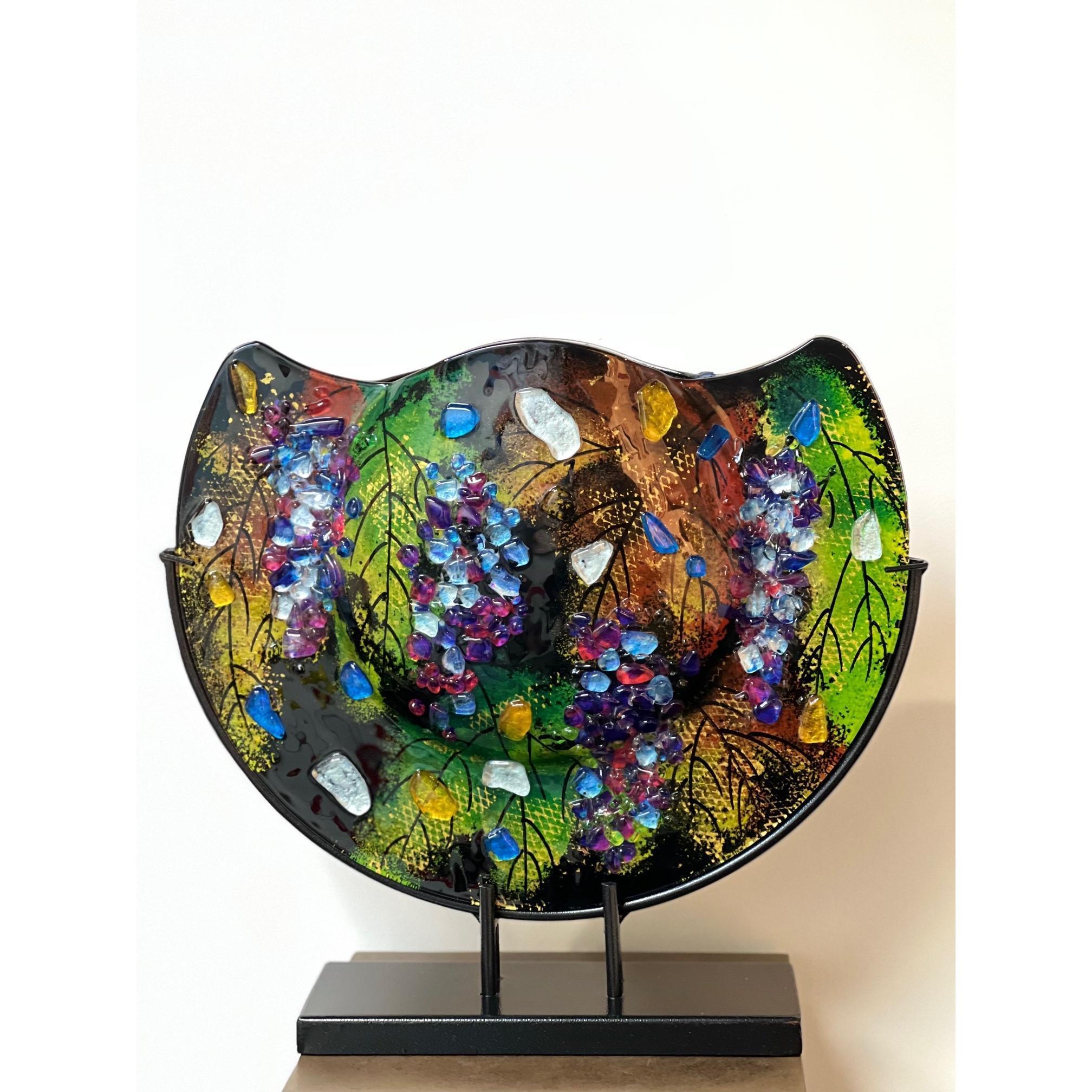 informatie Beenmerg begin Design glas handbeschilderd vaas halfrond 'Grapes' - 37 x 36 cm