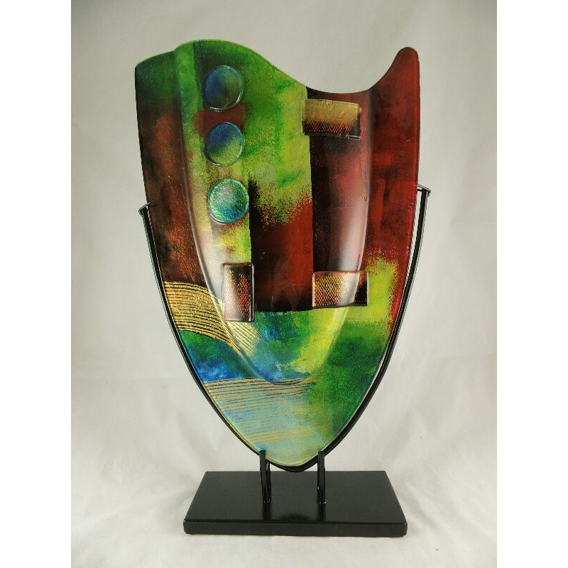 vochtigheid Zeep stof in de ogen gooien Design glas handbeschilderd vaas hoog 'Artwork' - 57 cm hoog.