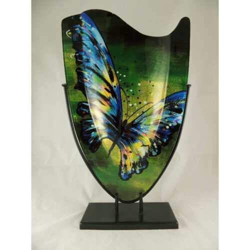 Design glas handbeschilderd vaas hoog 'Butterfly'