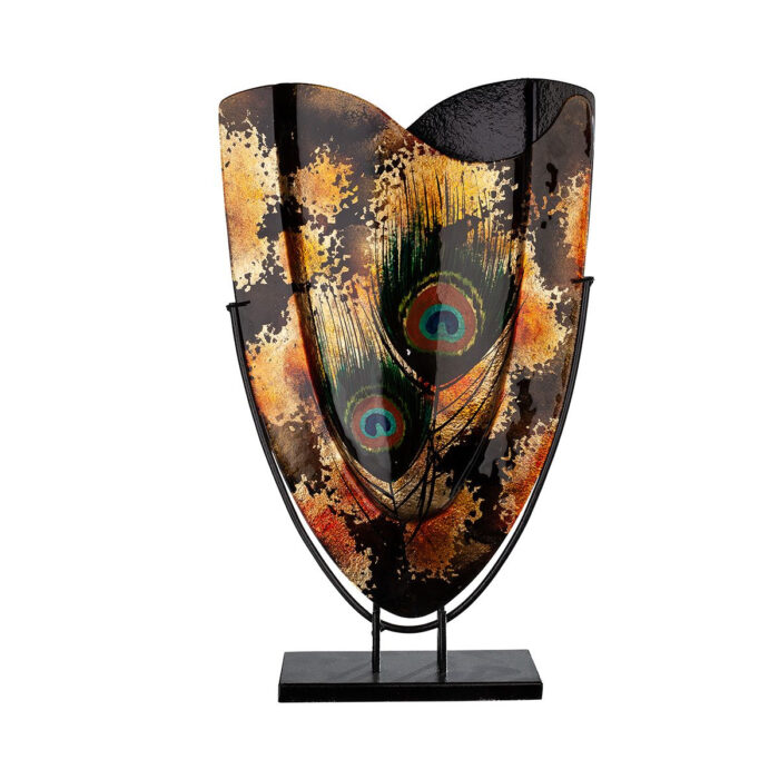Design glas handbeschilderd vaas hoog 'Peacock'