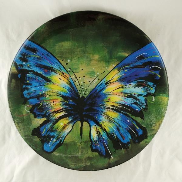Design glas handbeschilderde schaal 'Butterfly'
