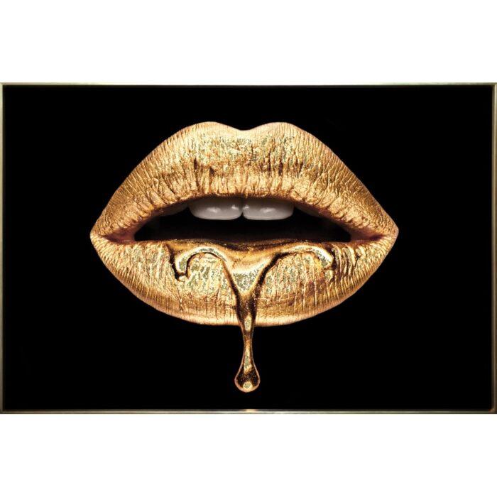 Foto op glas 'Golden Lips'