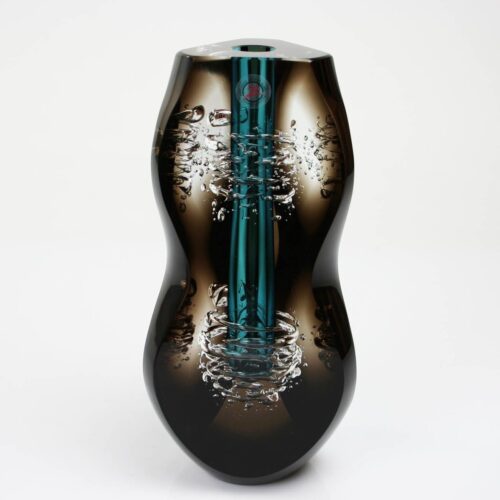 Loranto Ozzaro Boheems kristal glasobject 'Smoke-Aqua'