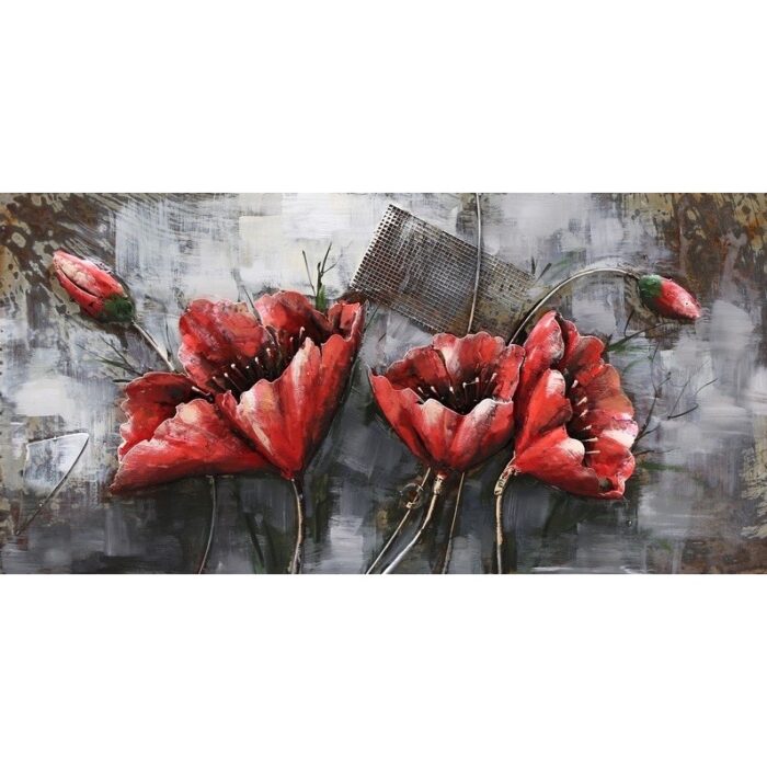 Metal Art 3D schilderij 'Red Flowers'