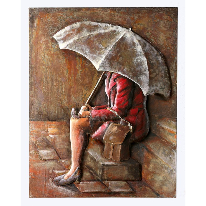 Metal Art 3D schilderij 'Waiting in the rain'