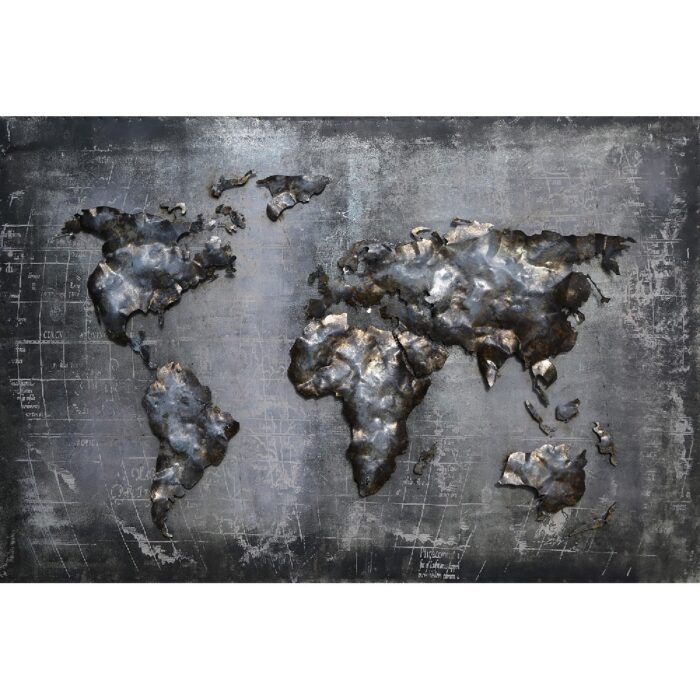 Metal Art 3D schilderij 'Wereldkaart'