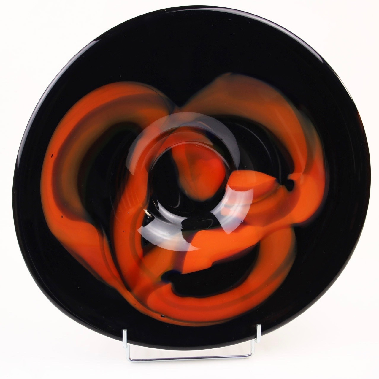 Soms onderwerp via Loranto glas schaal 'Zwart Oranje' - Doorsnede 45 cm - Van Bellen Art
