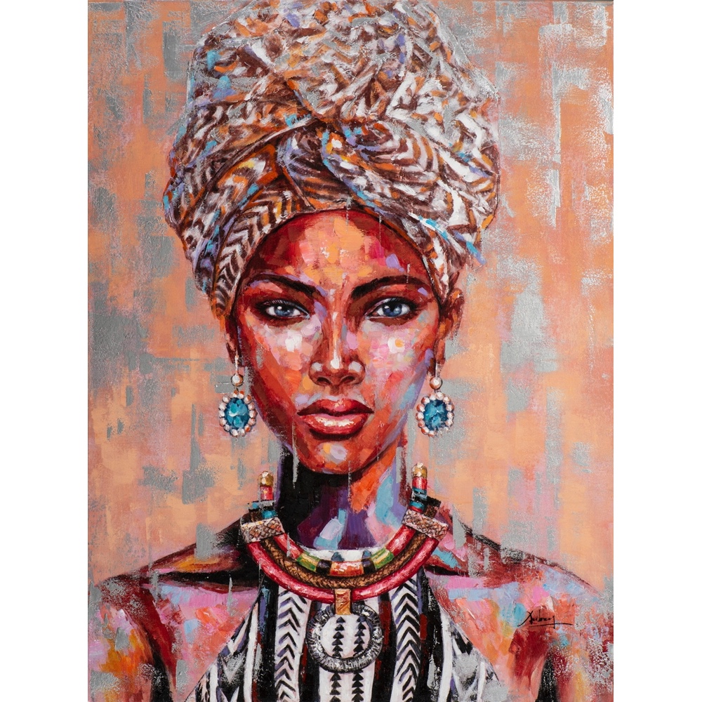 Fotoelektrisch Worstelen mode Schilderij 'African beauty I' - op linnen geschilderd - 80 x 120 cm