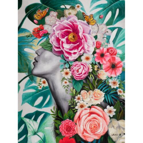 Schilderij 'Beauty with flowers II'