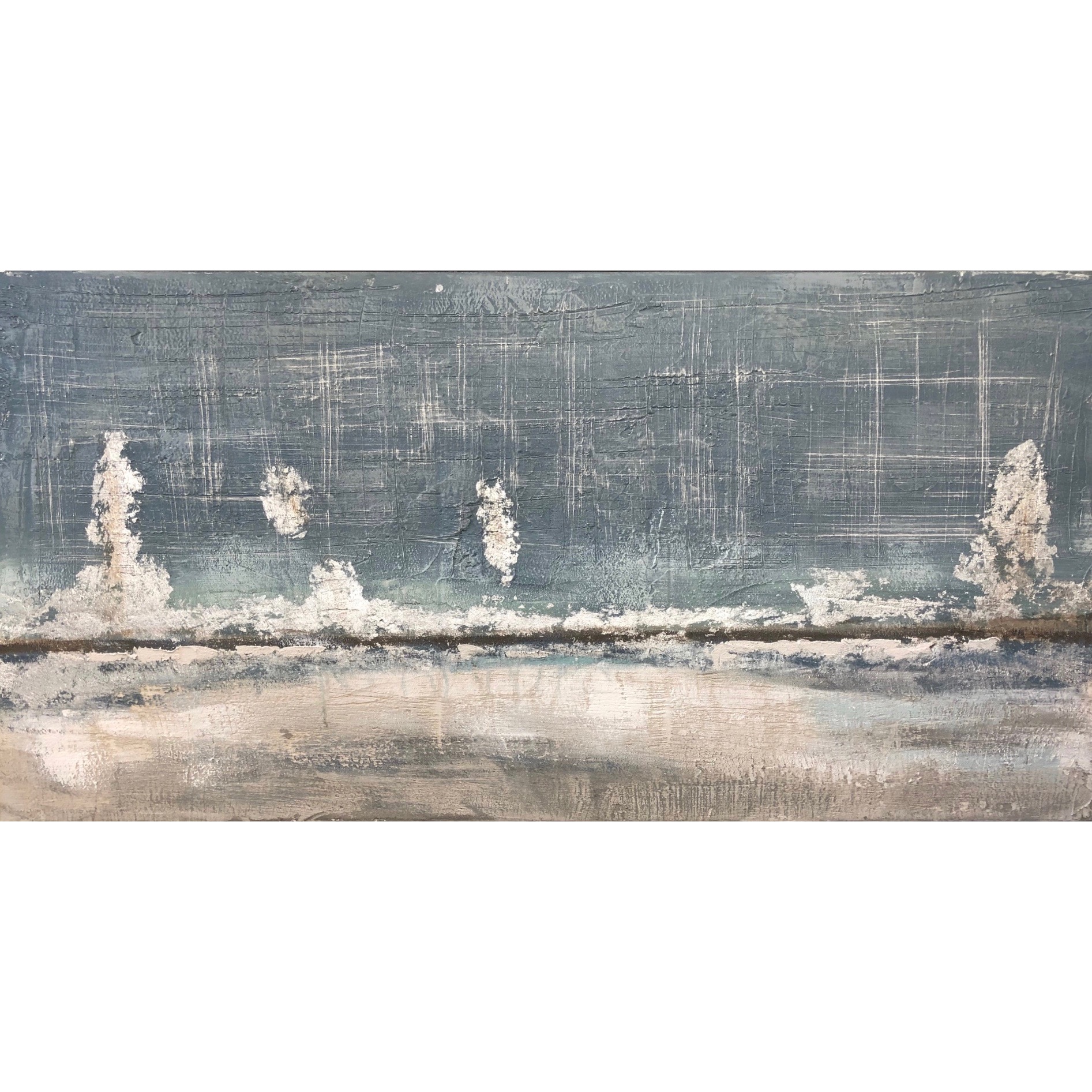 Harnas artikel herberg Schilderij op linnen 'Abstract landschap' Origineel op linnen - 70 x 140 cm