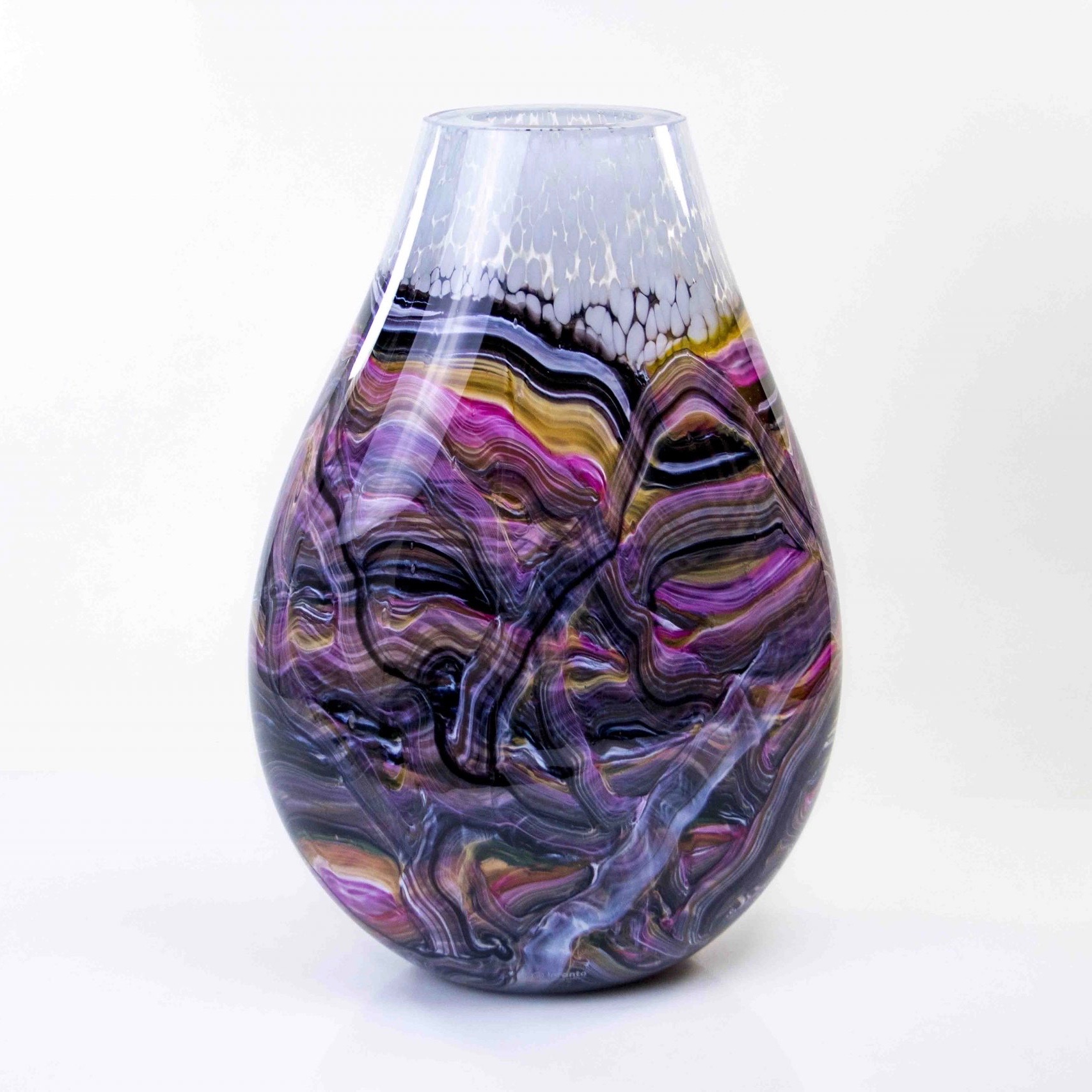 Precies Getand Laan Loranto glas vaas 'Snow' - 48 cm hoog - zware kwaliteit