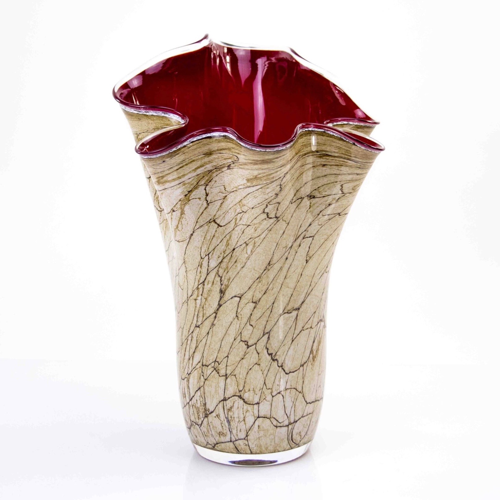 Loranto glas Vaas 'Marmer Rood 35 cm' - Van Art - Ook Online