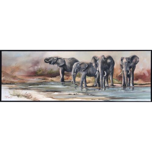 Vanessa Lomas schilderij 'Elephant in river'