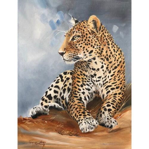 Vanessa Lomas schilderij 'Leopard Resting'