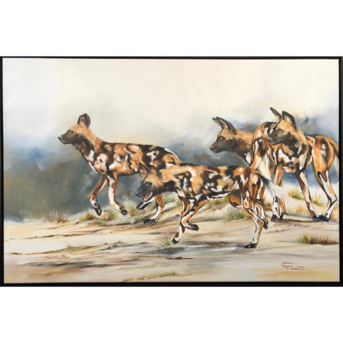 Vanessa Lomas schilderij 'Let the hunt begin' 