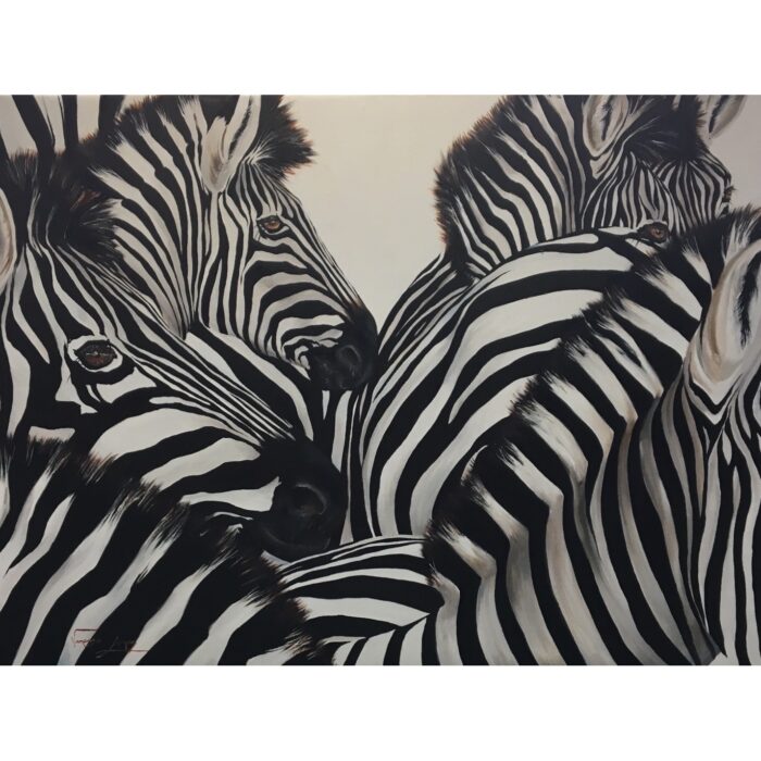 Vanessa Lomas schilderij 'Zebra's'