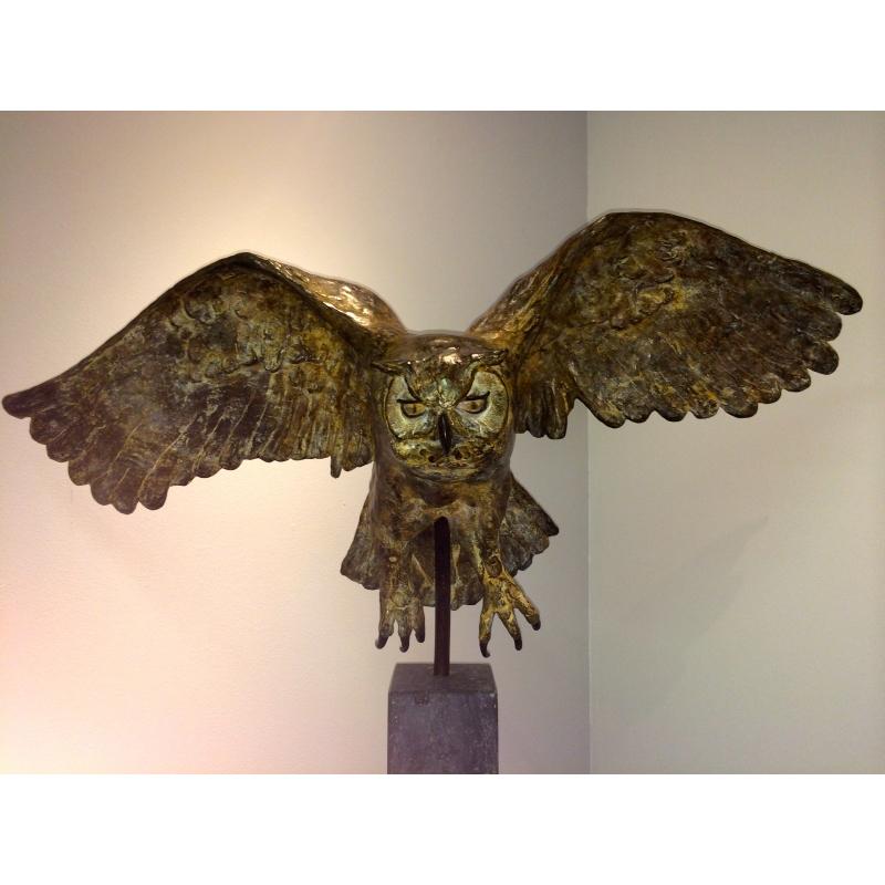 Mordrin groei ervaring Rob Nagtzaam bronzen beeld 'Oehoe-Uil' - Van Bellen Art