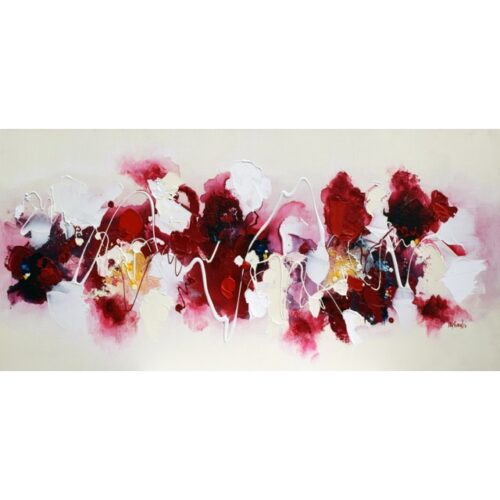Margret Mijsbergh schilderij 'White Hot' is een sterke compositie met warme kleuren.