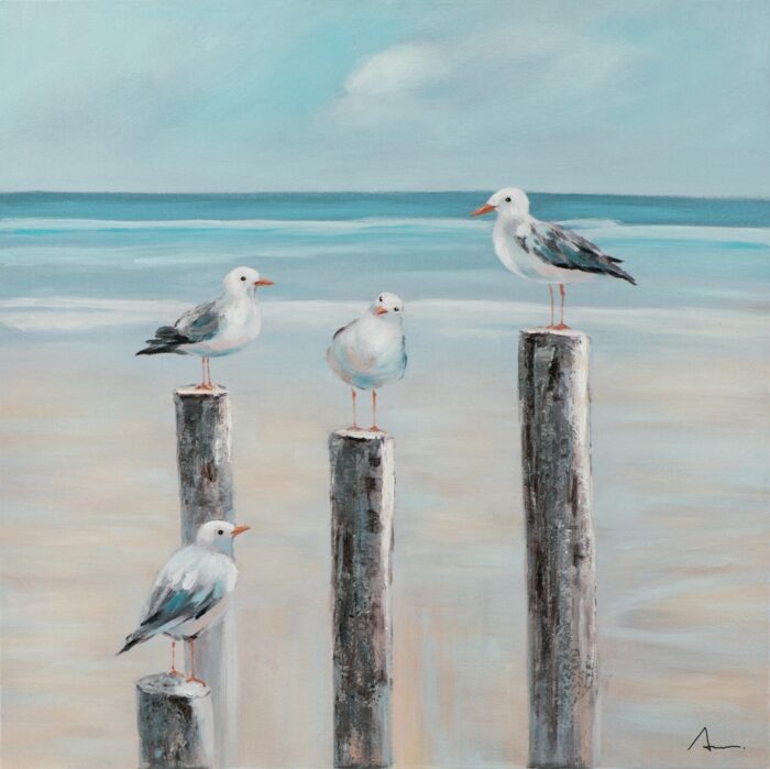 Schilderij 'Seagulls at the sea'
